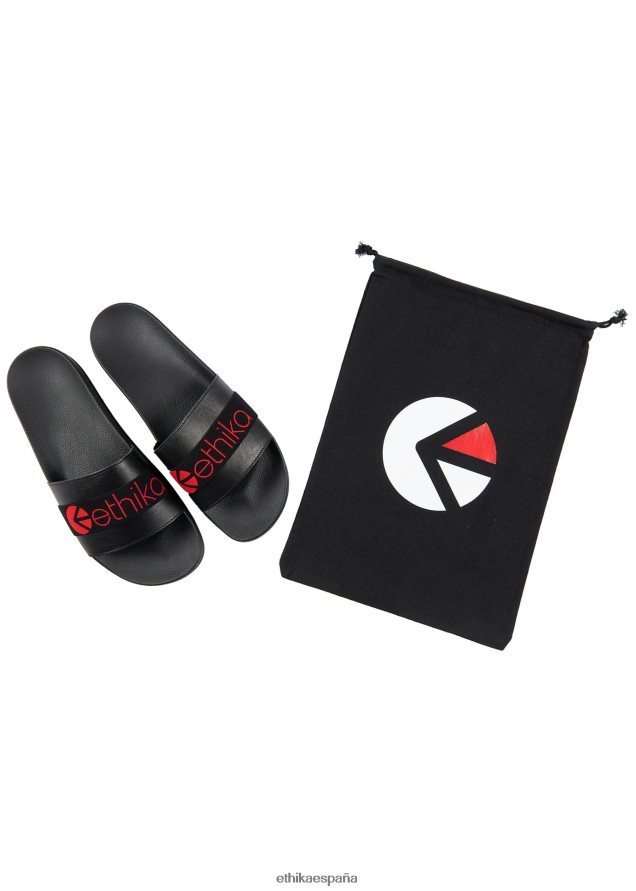 calzado hombres Ethika las diapositivas - negro/rojo FD68J747