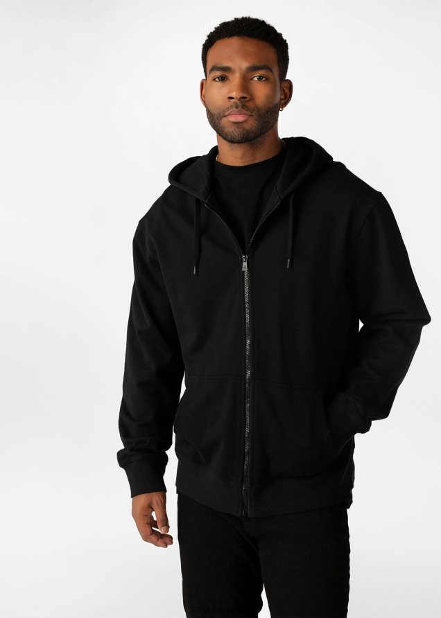 ropa hombres Ethika sudadera con capucha y cremallera - negro sólido FD68J602