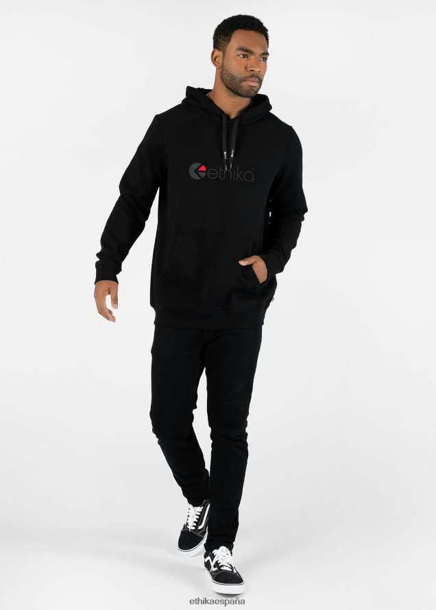 ropa hombres Ethika sudadera con capucha negra - logo FD68J601