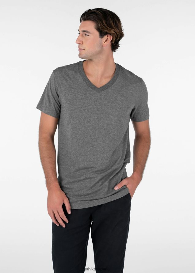 ropa hombres Ethika Camiseta modal con cuello en V - jaspeado FD68J577