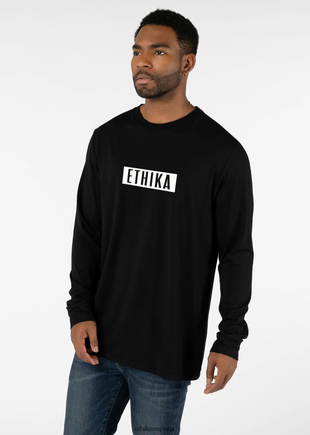 ropa hombres Ethika manga larga - camiseta gráfica blanco imperial - negro FD68J581