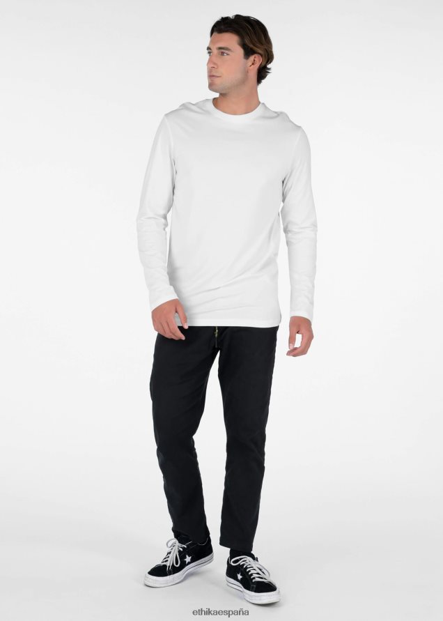 ropa hombres Ethika manga larga - camiseta modal ajustada y ajustada - blanco FD68J586