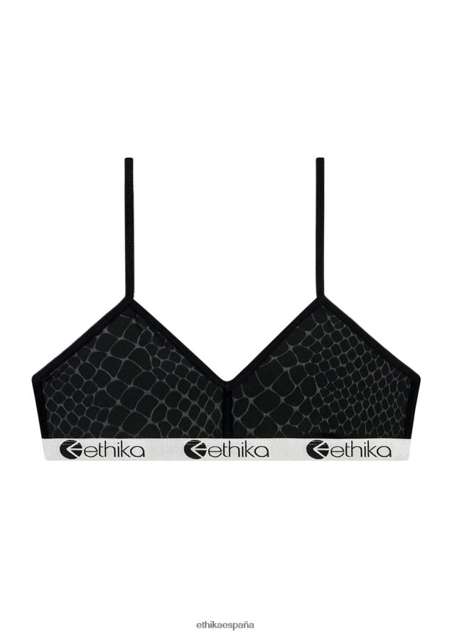 ropa mujer Ethika sujetador bralette pitón en relieve - negro FD68J1243