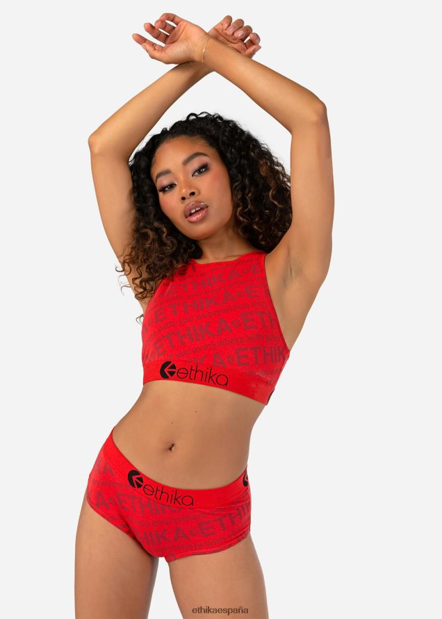 ropa mujer Ethika sujetador con cuello alto cruzado cereza FD68J1187