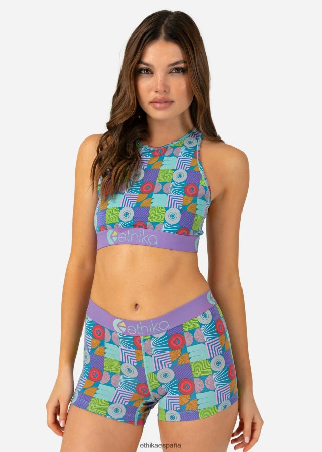 ropa mujer Ethika sujetador de cuello alto fruncido abstracto FD68J1181