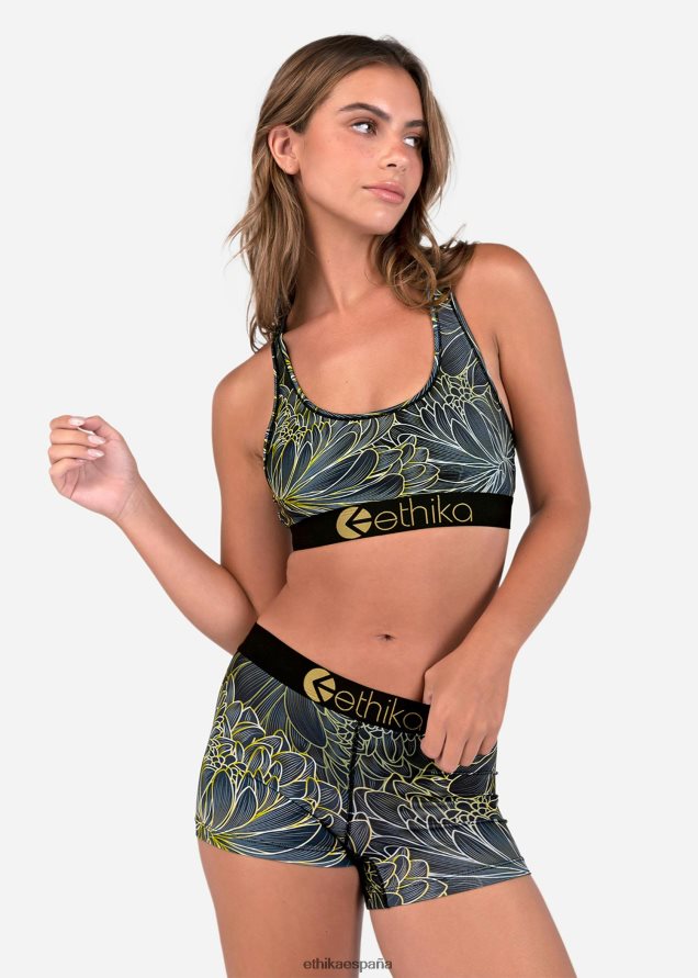 ropa mujer Ethika sujetador deportivo dorado floral FD68J1144