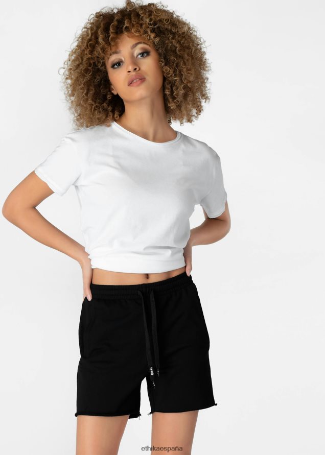 ropa mujer Ethika Pantalón corto con borde crudo - negro FD68J1498