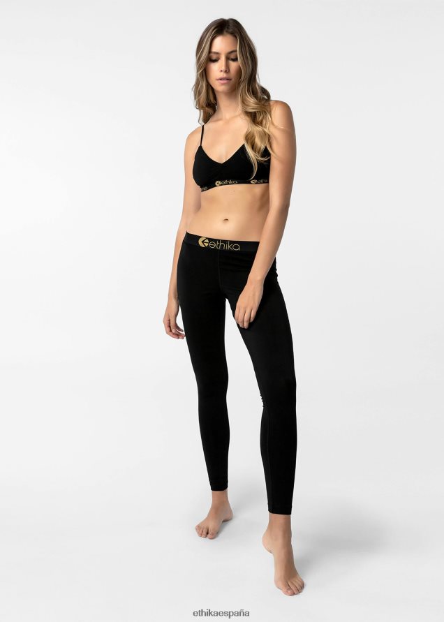 ropa mujer Ethika leggings modal - lurex negro dorado FD68J1446