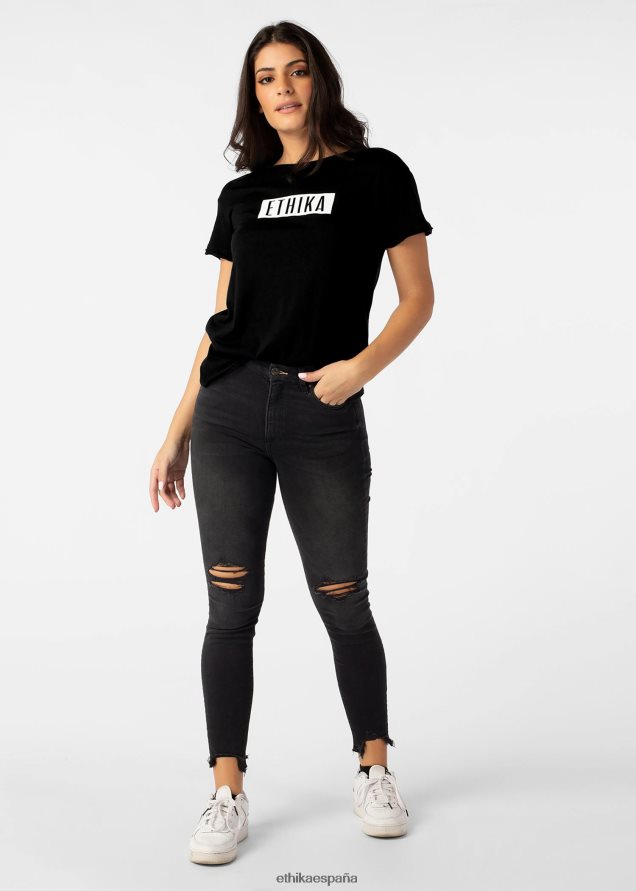 ropa mujer Ethika camiseta estampada desgastada desgastada - negro imperial FD68J1400