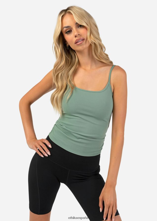 ropa mujer Ethika contorno de camiseta sin mangas - salvia FD68J1388