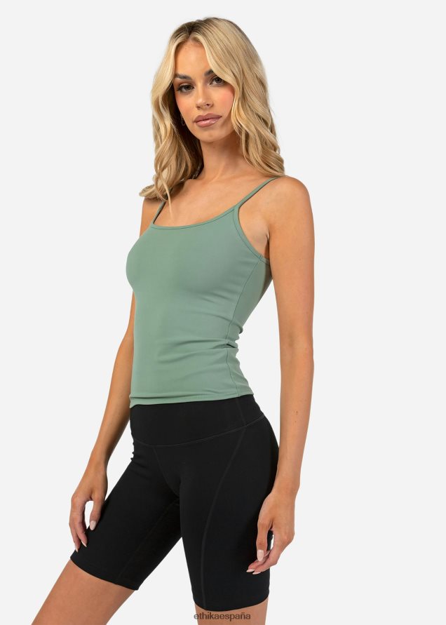 ropa mujer Ethika contorno de camiseta sin mangas - salvia FD68J1388