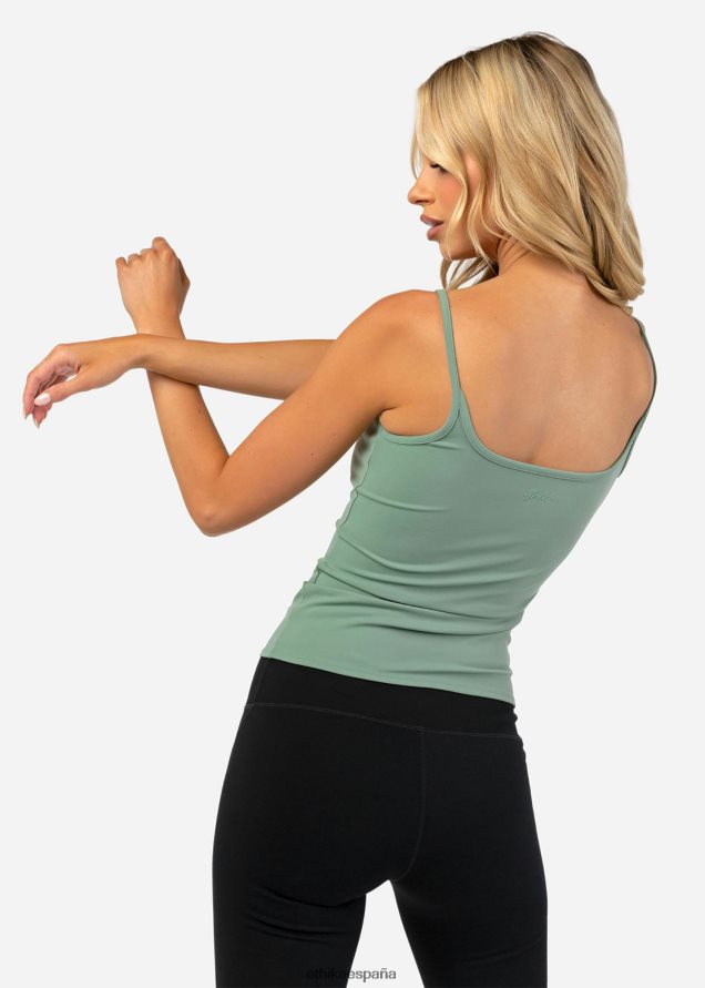 ropa mujer Ethika contorno de camiseta sin mangas - salvia FD68J1388