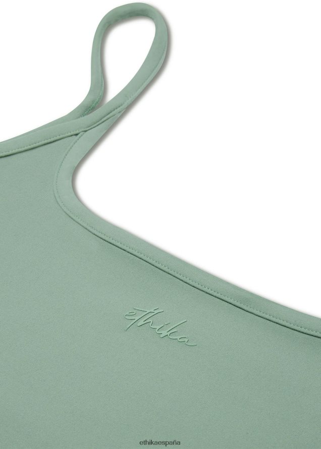 ropa mujer Ethika contorno de camiseta sin mangas - salvia FD68J1388