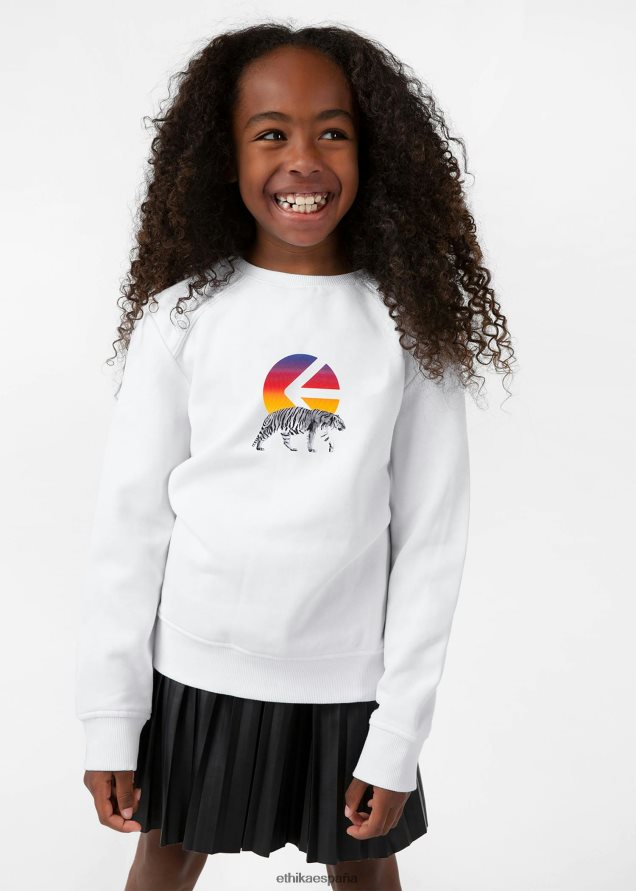 ropa chicas Ethika I blanca del cuello redondo del tigre. FD68J2027