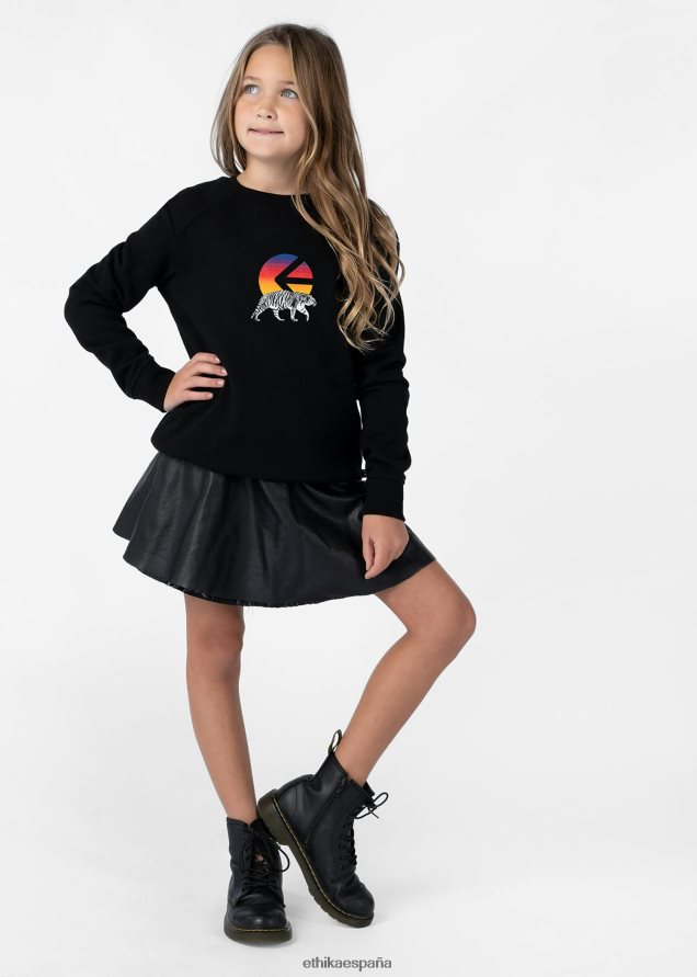 ropa chicas Ethika negro i del tigre cuello redondo FD68J2026