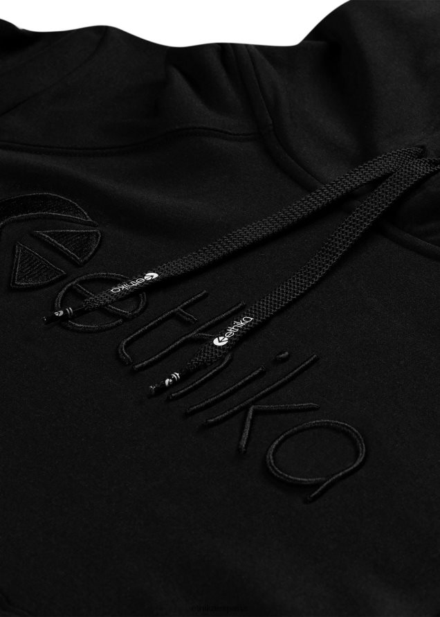 ropa chicas Ethika sudadera con capucha negra bordada FD68J2031