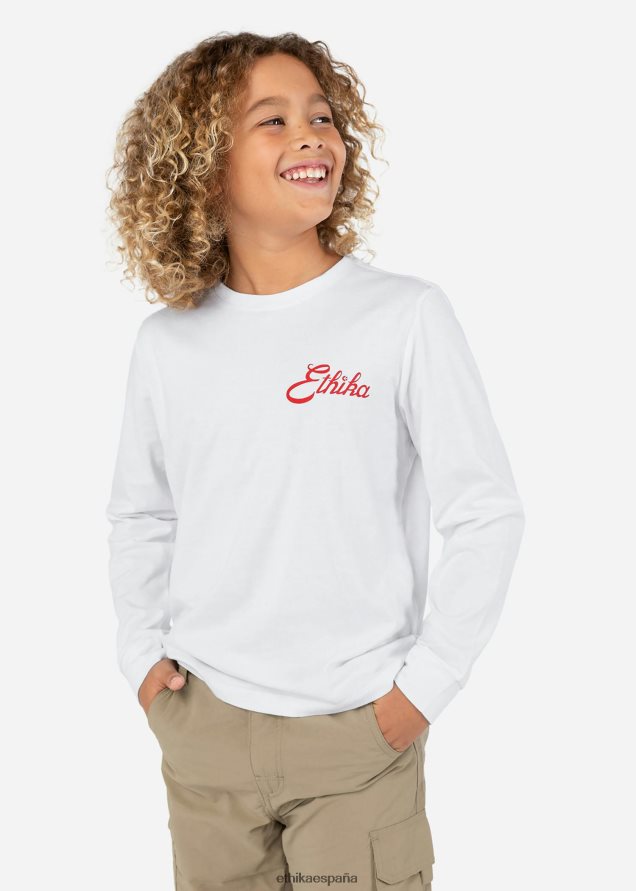 ropa Niños Ethika manga larga - camiseta gráfica americana tee blanca FD68J2012